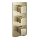 JTP HIX 2 Outlet 3 Handle Thermostatic Concealed Shower Valve - Brushed Brass 33690BBR