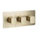 JTP HIX 2 Outlet 3 Handle Horizontal Thermostatic Concealed Shower Valve - Brushed Brass 33693BBR