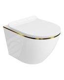 Anas Rimless Vortex Tornado Pan With Grohe Frame Concealed Cistern Brass Gold Flush Plate 38732GN0