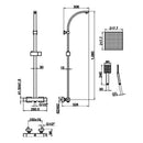 JTP Kubix Thermostatic Shower Mixer with Rigid Riser and overhead shower - Chrome