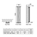 Reina Colona Vertical Traditional 3-Column Radiator - 1500x380mm - White 3/C158