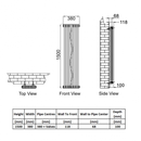 Reina Colona Vertical Traditional 3-Column Radiator - 1500mm x 380mm - White