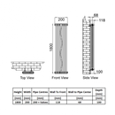 Reina Colona 3 Column Vertical Radiator - 1800mm x 200mm - White