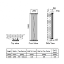 Reina Colona 3 Column Vertical Radiator - 1800mm x 290mm - White
