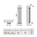Reina Colona 3 Column Vertical Radiator - 1800x380mm - White 3/C188