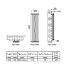 Reina Colona 3 Column Vertical Radiator - 1800mm x 380mm - Anthracite