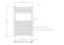 22mm Straight Towel Rail 500x800mm White STR508W