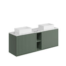 Anas Michelle 1400 Fluted Vanity Unitt With Storage & Worktop & Basin Reed Green