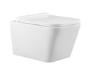Rimless Wall Hung Square Toilet Pan Wc Frame Concealed Cistern Brushed Brass Plate