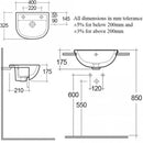 RAK Ceramics Compact 325mm Semi Recessed Basin 1 Tap Hole COM40SR1RH