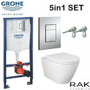 Rimless Wall Hung Pan Rak Resort Slim Seat Grohe 1.0 Wc Frame Chrome Flush Plate