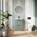 Anas Muro PLUS 2 Drawer Freestanding 500x800x335mm With Basin Unit Reed Green MUROPLUS-2DRW500FS-GREEN + BASIN-515-365-CER
