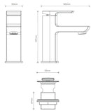 Aqualisa Downtown Basin Mixer - Matt Black (Including Waste) Single Lever