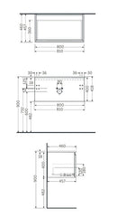 RAK Ceramics Joy Uno Wall Hung 1 Drawer Vanity With Basin 800mm Pure White UNOWH080PWH + JOYDI08101WH