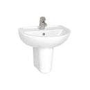 Vitra Layton 550mm Washbasin With Semi Pedestal 2 Tap Holes 5272L003-1093 + 5281L003-7201