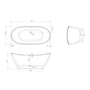 Anas Miami 1700 x 800mm Freestanding Bath Double Ended Acrylic White Gloss White