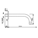 JTP Florence Basin Spout with Wall Flange - 240mm Deep - Chrome