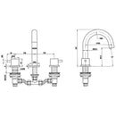 JTP Florence 3 Hole Deck Mounted Basin Mixer Tap - Chrome