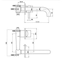 JTP Florence Wall Mounted Basin Mixer Tap with Spout - 240mm Length - Chrome