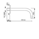 JTP Florence Basin Spout with Wall Flange - 120mm Deep - Chrome