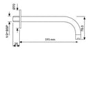 JTP Florence Basin Spout with Wall Flange - 195mm Deep - Chrome