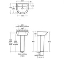 Armitage Shanks Sandringham 21 500mm Ceramic Basin With Pedestal 1 Tap Hole E894501 + E897601