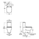 Ideal Standard Tesi 365mm Close Coupled Pan Toilet Seat and Cover T355701 + T352701 + T356901