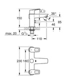 Grohe BauLoop Deck Mounted Bath Shower Mixer - Chrome 25232001