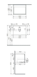 RAK Ceramics Joy Uno Wall Hung 1 Drawer Vanity With Basin 600mm Scandinavian Oak UNOWH060SOK + JOYDI06101WH