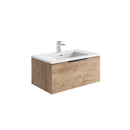 Anas Angel 590x350x 475mm Wall Mounted Vanity With Basin & Handle & Overflow - Melamine/Oak