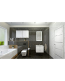 Bathroom Sink Vanity Unit Ceramic Basin White Two Drawers 600mm Wall Hung Chrome Handles