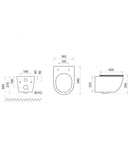 Anas Vortex Rimless Tornado Quiet Flushing Rimless Pan & Grohe 0.82 Frame Chrome Flush Plate 3877320A + 1211-11T
