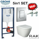 Rimless Toilet Wall Hung Pan Seat  & Wc Frame Grohe Concealed Cistern Rapid