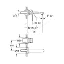 Grohe Eurostyle Cosmopolitan 2 Tap Hole Basin Mixer Tap S-size Wall Mounted Trim Set Only Chrome 19571002