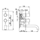 JTP Solex 2 Outlets Thermostatic Concealed Shower Valve with Attached Spout - Chrome