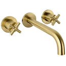 JTP Solex 3 Hole Wall Mounted Basin Mixer Tap - Brushed Brass