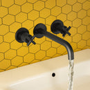 JTP Solex 3 Hole Wall Mounted Basin Mixer Tap - Brushed Brass
