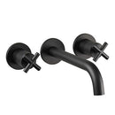 JTP Solex 3 Hole Wall Mounted Basin Mixer Tap - Matt Black 66089AMB