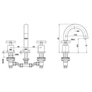 JTP Solex Modern 3 Hole Deck Mounted Basin Mixer Tap - Chrome 66193