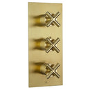 JTP Solex 2 Outlet 3 Handle Thermostatic Concealed Shower Valve - Brushed Brass