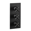 JTP Solex 2 Outlet 3 Handle Thermostatic Concealed Shower Valve - Matt Black