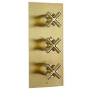 JTP Solex 3 Outlet 3 Handle Thermostatic Concealed Shower Valve - Brushed Brass