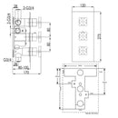 JTP Solex 3 Outlet 3 Handle Thermostatic Concealed Shower Valve - Chrome