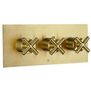 JTP Solex 3 Outlet 3 Crosshead Handle Horizontal Thermostatic Concealed Shower Valve - Brushed Brass