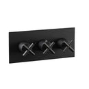 JTP Solex Crosshead  3 Outlet 3 Handle Horizontal Thermostatic Concealed Shower Valve - Matt Black 6692AMB