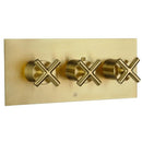 JTP Solex 2 Outlet 3 Handle Horizontal Thermostatic Concealed Shower Valve - Brushed Brass