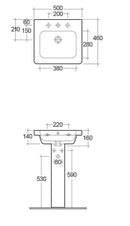 RAK Ceramics Resort 500mm Basin With Pedestal 1 Tap Hole RST50BAS1 + RSTPED