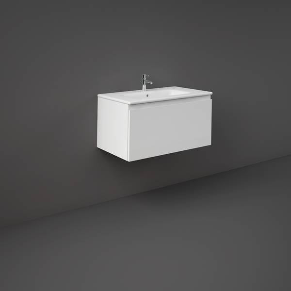 RAK Ceramics Joy Uno Wall Hung 1 Drawer Vanity With Basin 800mm Pure White UNOWH080PWH + JOYDI08101WH