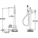 JTP Hugo Thermostatic Floor Mounted Bath Shower Mixer Tap with Kit - Chrome