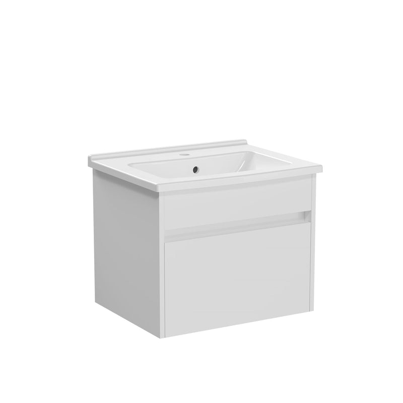 Anas 600mm White Gloss Wall Hung Vanity Unit With Basin White 71971